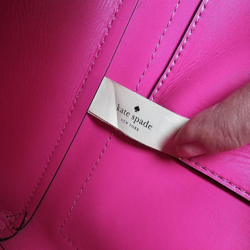 Kate Spade Arbor Hill Kyra Black Pink Leather Handbag Top Handle Tote - Picture 13 of 16